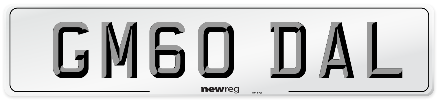 GM60 DAL Number Plate from New Reg